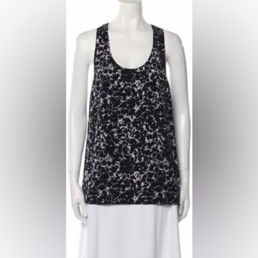 Alexander Wang Black and White Floral Silk Tank Top